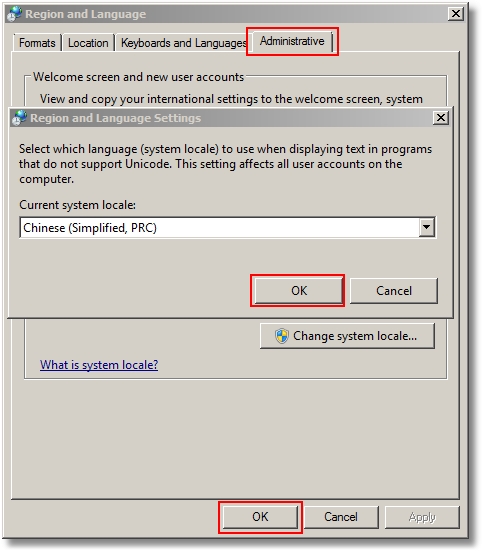 Specify the language in the Regional and Language Settings Control Panel Applet