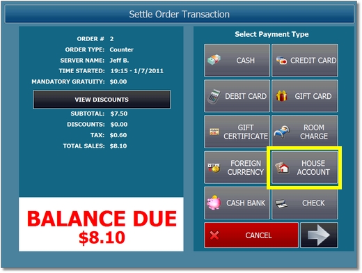 Customer Account Payment Type