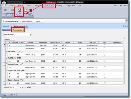 House Account Transactions