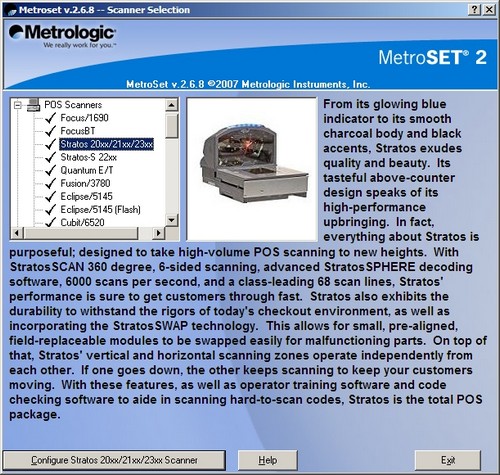 The Metrologic Metroset® 2 configuration utility