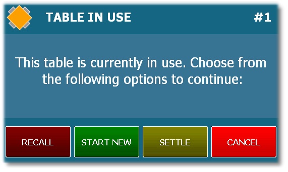 Table in use prompt