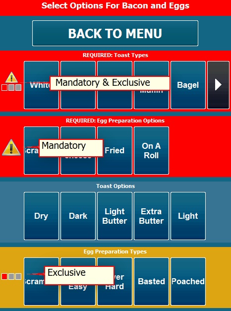 Modifier Groups on the Order Entry Screen