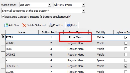 Menu Categories Editor