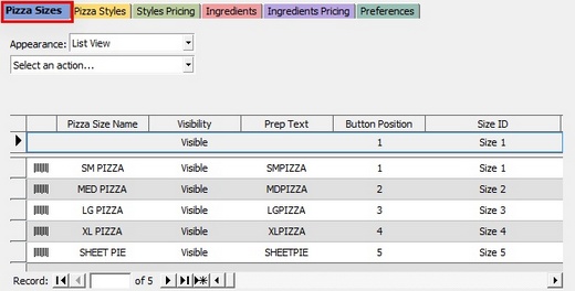 Pizza Menu Sizes