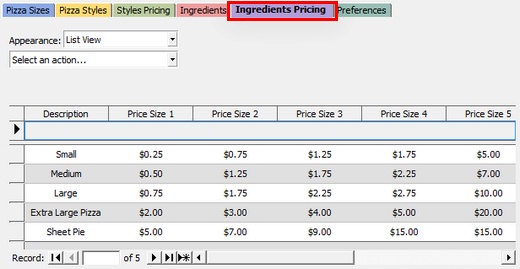 Pizza Menu Ingredients Pricing