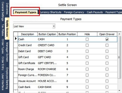 Payment Types Configuration