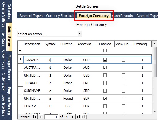 Foreign Currency Settings