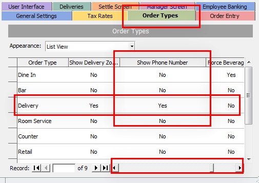 Delivery Order Type Settings