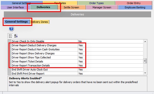 Driver Liability Report Settings