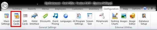 Back Office > Configuration > Credit Cards