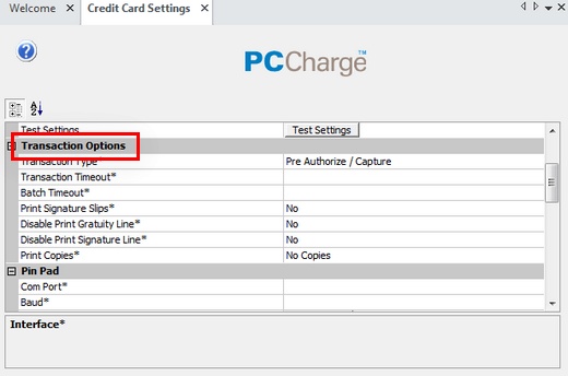 PCCharge Payment Server Transaction Options