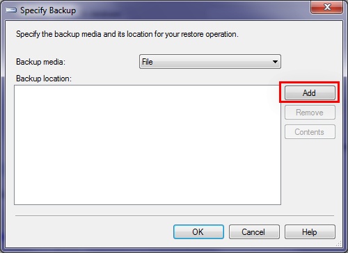 Specify Backup