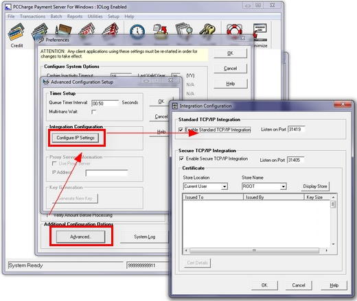 Enable TCP/IP Communications in PCCharge Payment Server