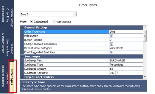 Order Types Settings