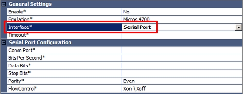 Serial Communications Settings