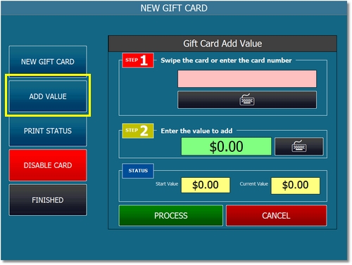 Add Value to an Existing Gift Card