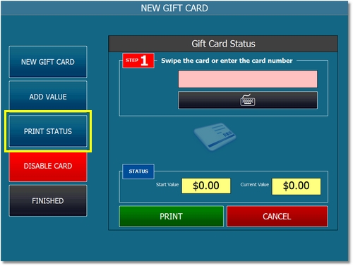 Print Gift Card Transaction History