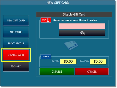 Disable a Gift Card