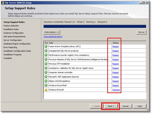 Setup Support Rules