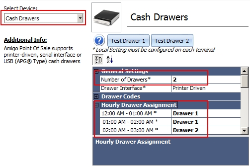 Cash Drawer to Hour Assignments