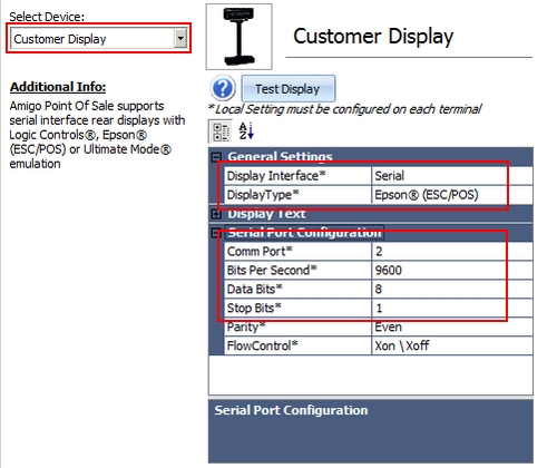 Customer Display Configuration