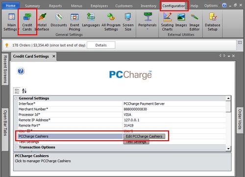 Back Office Credit Card Setup