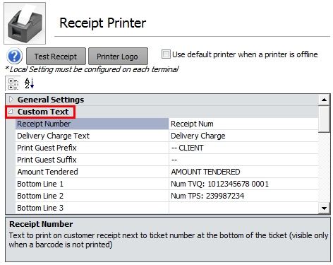 Custom Text Settings