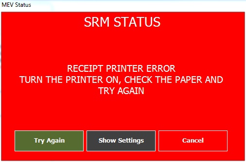 MEV Printer Error