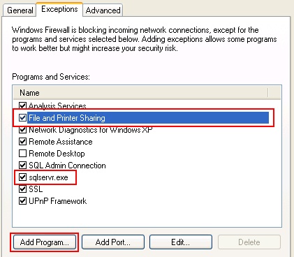 Windows XP Firewall Exception