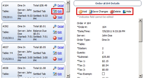 Edit Order Details