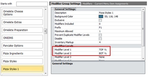 Assign Modifier Levels to Modifier Group