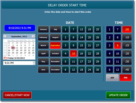 Delay Order Start Time