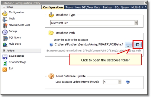 Database Configuration Screen