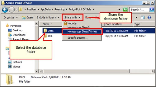 Share the Database Folder