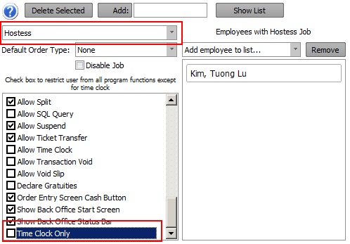 Time Clock Only Permission