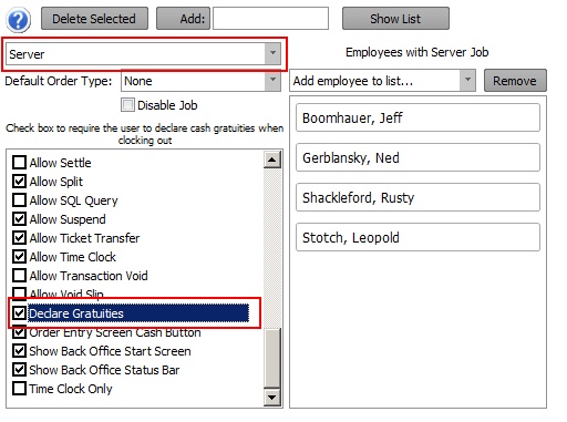 Mandatory Cash Gratuities Configuration