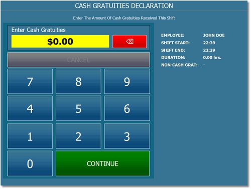 Mandatory Cash Gratuities Declaration