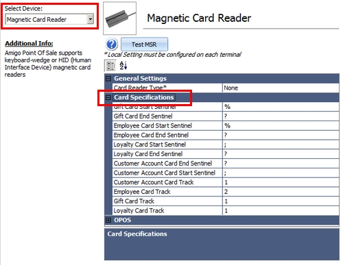 Magnetic Card Track Settings