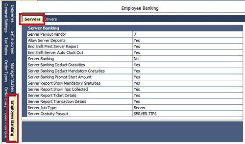 Server Banking Configuration