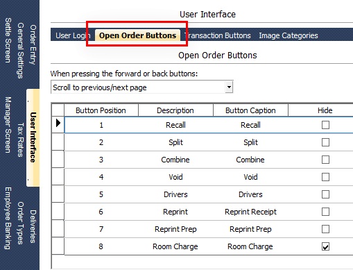 Open Order Buttons Configuration