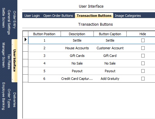 Transaction Buttons Configuration