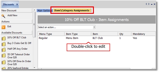 Existing Discount Assignments