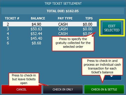 Specify the gratuity collected for a delivery order