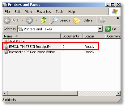 Windows XP Printers and Faxes Folder