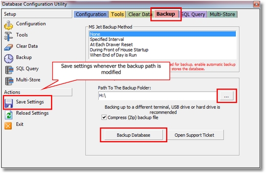 MS Jet Database Backup Configuration