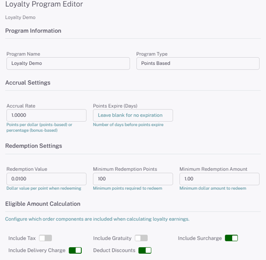 Rewards program configuration